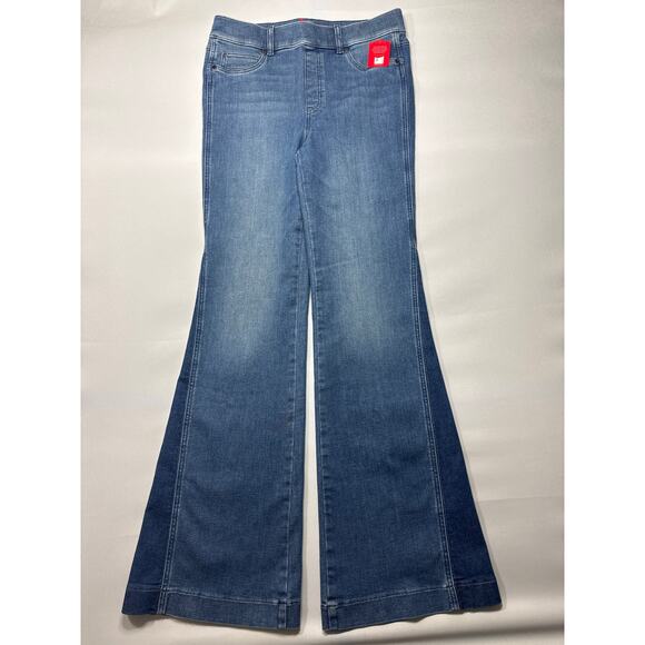 SPANX Denim - NWT Spanx Women's Mixed Wash Stretch Flare Pull On Jeans - Size L-Tall (32x35)